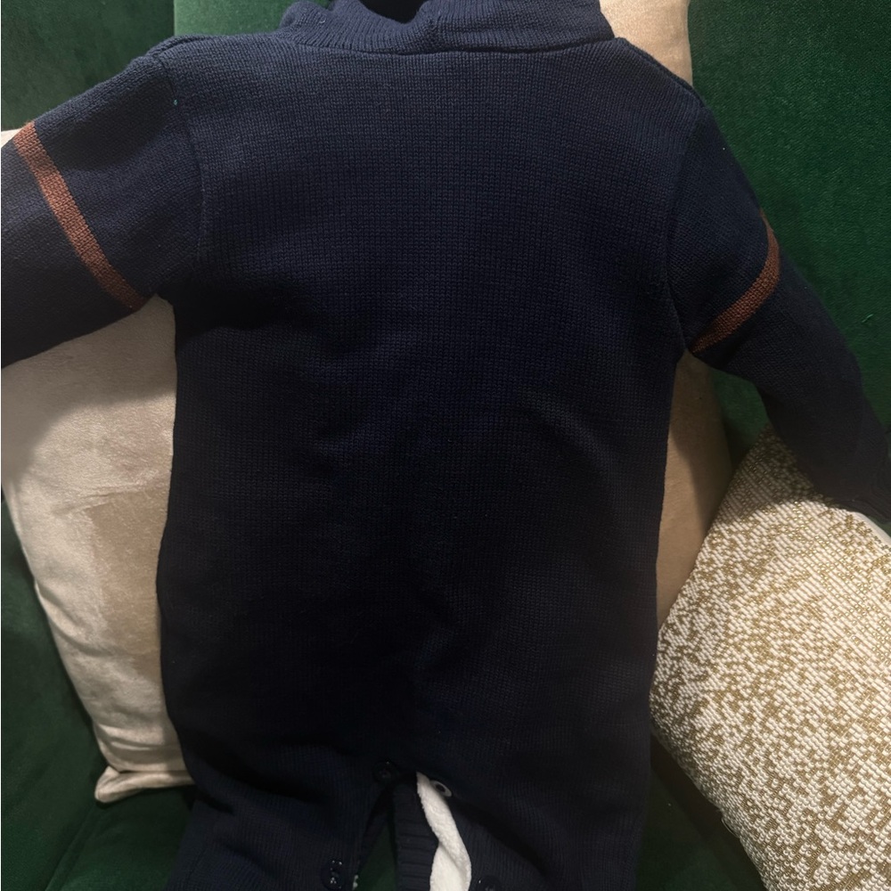Navy Blue Reindeer Knit Bodysuit - Picture 4 of 4